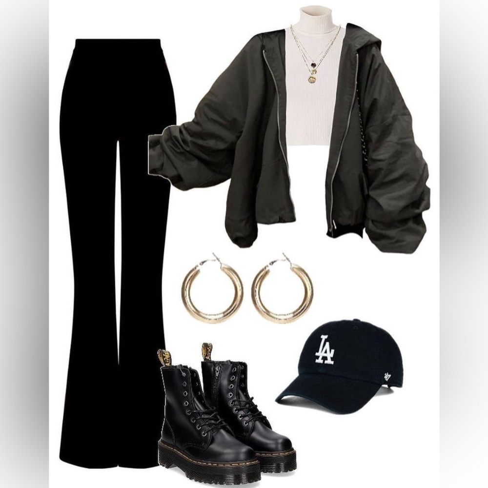 Black Lace Up Flared Leggings Pants